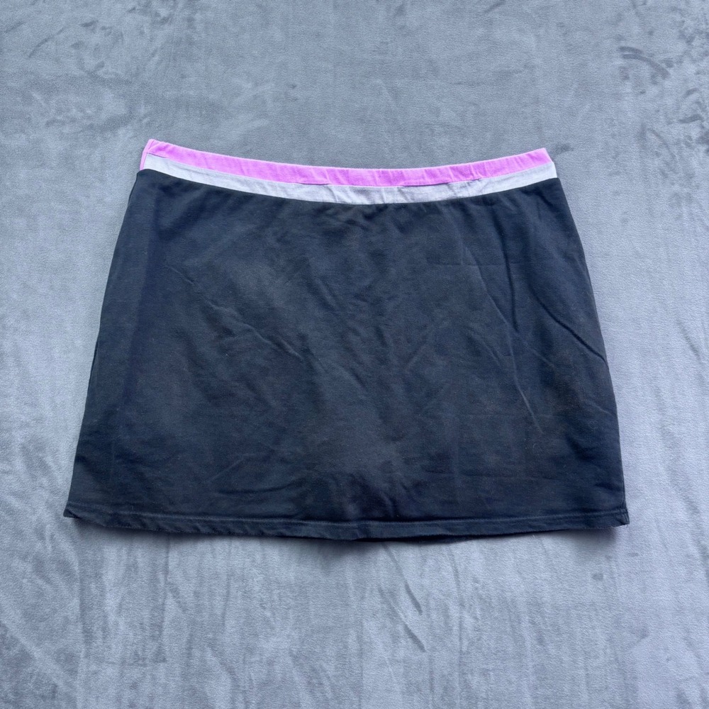 Fame 4 Fifteen Womens 2X Mini Skirt Black Pink Grey Jersey Knit Casual Y2K